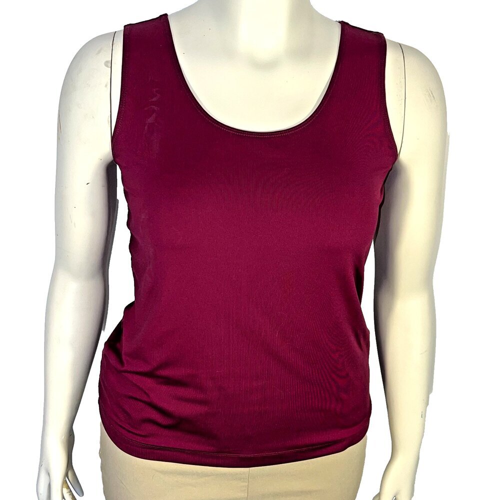 Chico's Additions Tank Top Women's M (1) Cranberry Red Scoop Neck Stretch